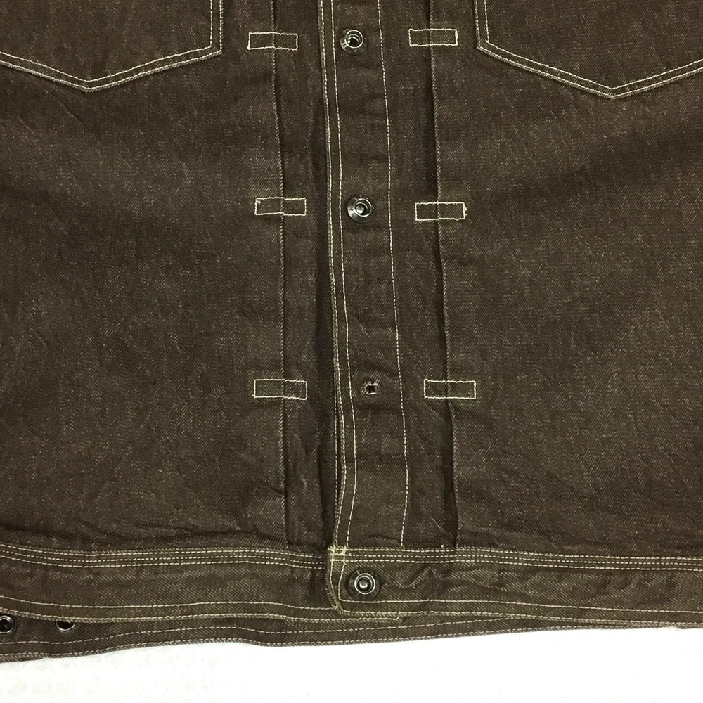 Avirex USA Mens XXL Brown Cotton Denim Trucker Jacket Embroidered Logo Vintage - Picture 8 of 13